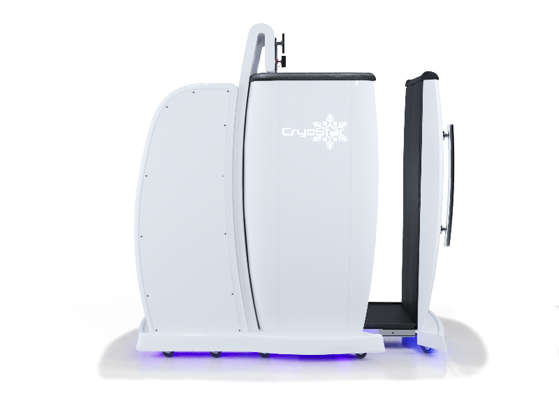 Cryosauna cryotherapy chamber on a white background
