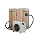 cold plunge  with wooden exterior and white water chiller on a white background