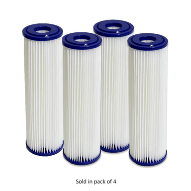 white cold plunge filters with blue top and bottom with white background