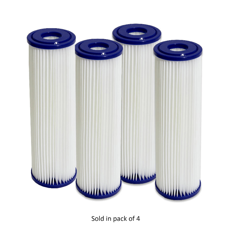 white cold plunge filters with blue top and bottom with white background