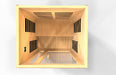 Wooden sauna with four vents on a white background