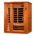 Wooden infrared sauna with glass door on a white background