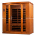 Wooden infrared sauna with glass doors on a white background
