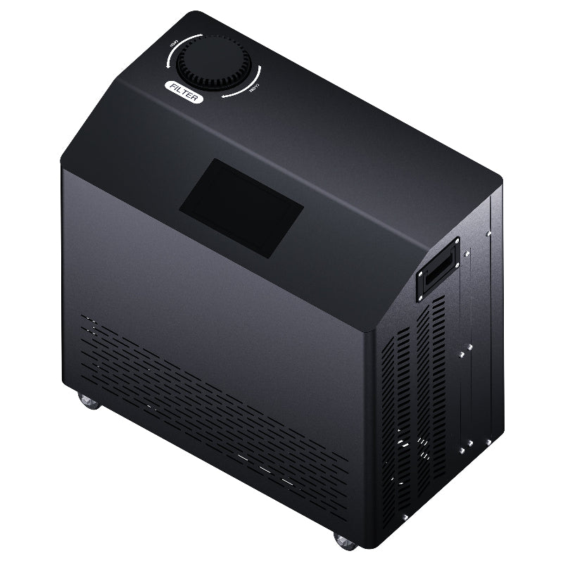 Black cold plunge with digital display and white background