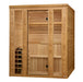Wooden sauna with glass door on a white background