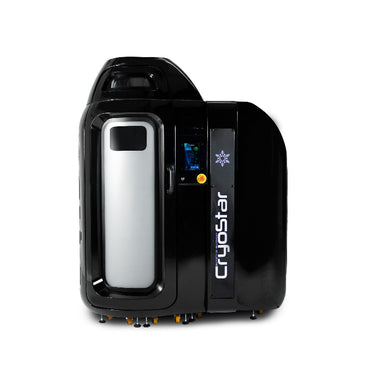 Black Cryotherapy Machine with white inside and white background