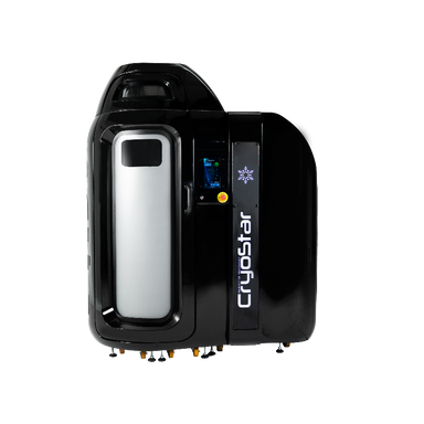 Black Cryotherapy Machine with white inside and black background