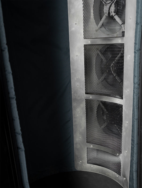 gray fans with black background