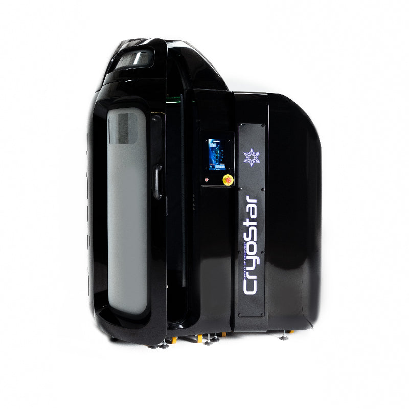 Black Cryotherapy Machine with white inside and white background