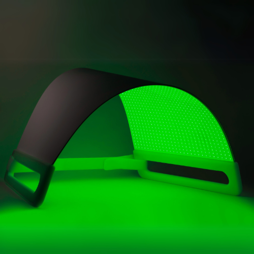 Green LED green light therapy panel on a black background