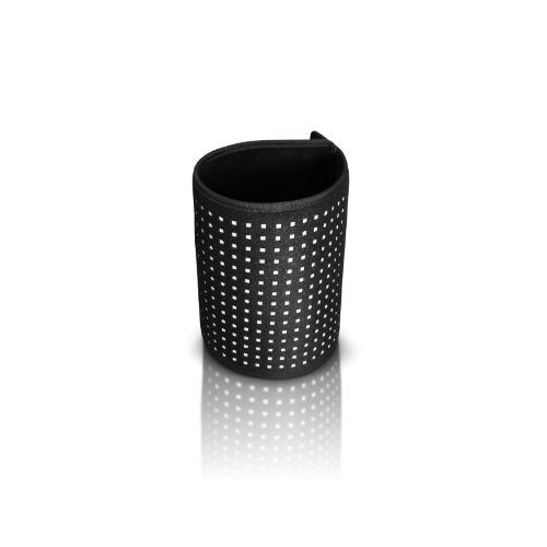 Black LED Pad rolled up with black and grey checkered background

