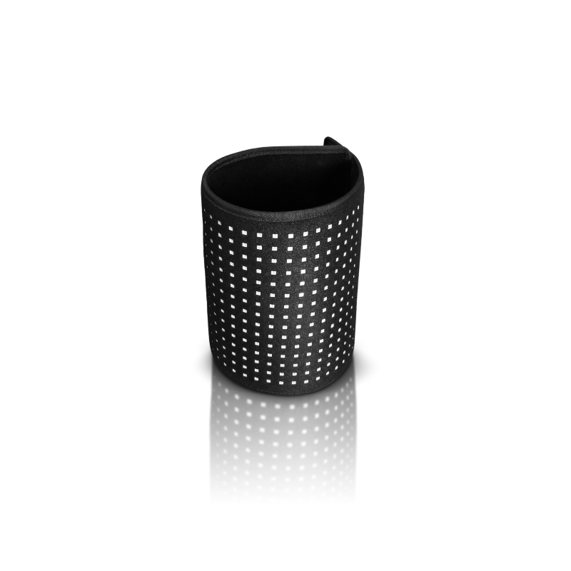 Black LED Pad rolled up with black and grey checkered background
