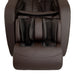 Brown massage chair with headrest and armrests on a white background
