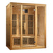 Wooden sauna with glass door on a white background