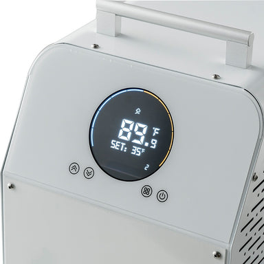 Digital temperature control panel on a white background