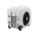 White cold plunge chiller unit with clear water filter and black fan on a white background