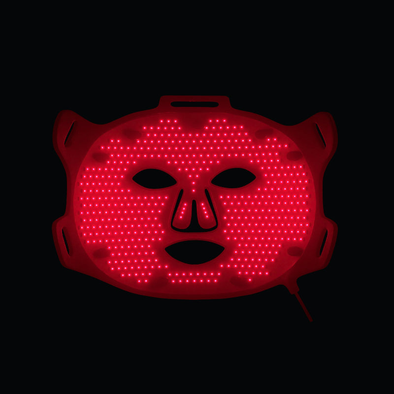 Red LED mask on a black background