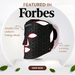 Lumara energy mask with text about being featured in Forbes and its features.