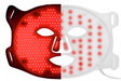 LED face mask with red and white lights on a white background